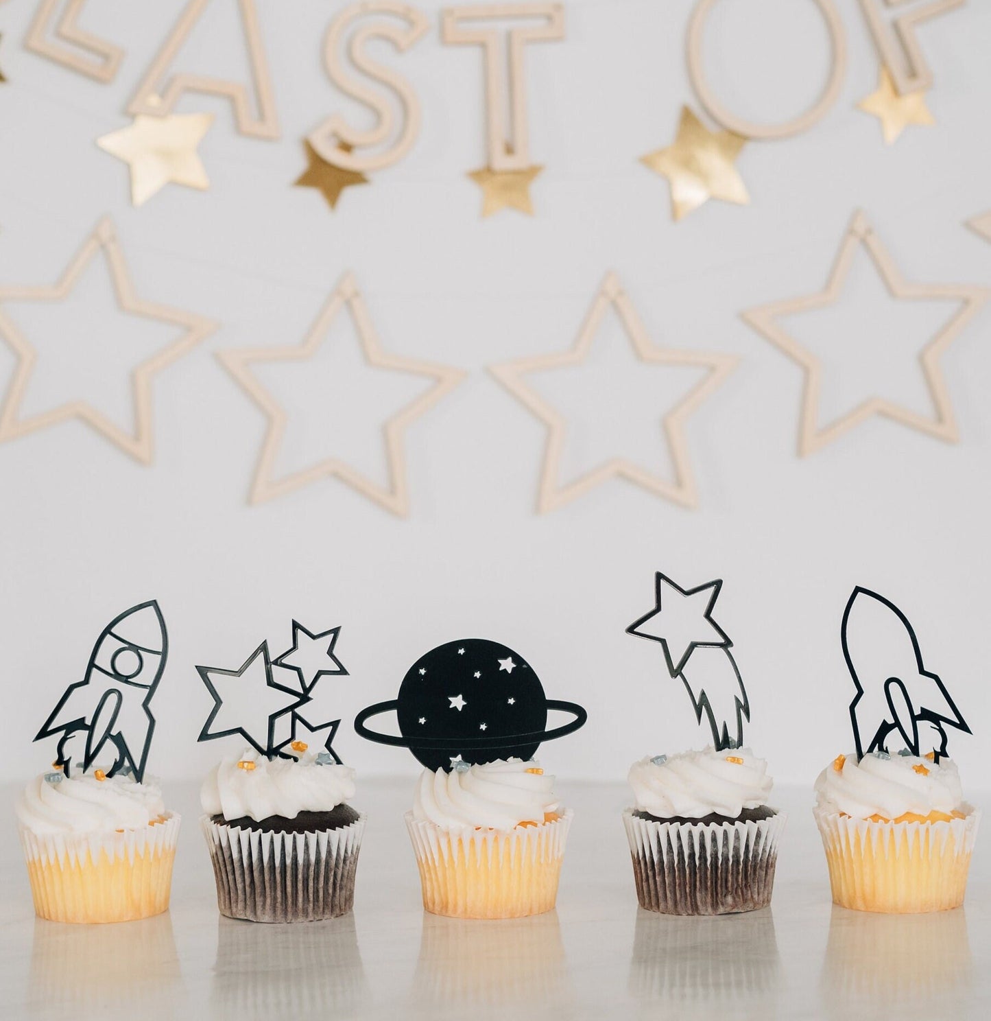Space Birthday Cupcake Toppers