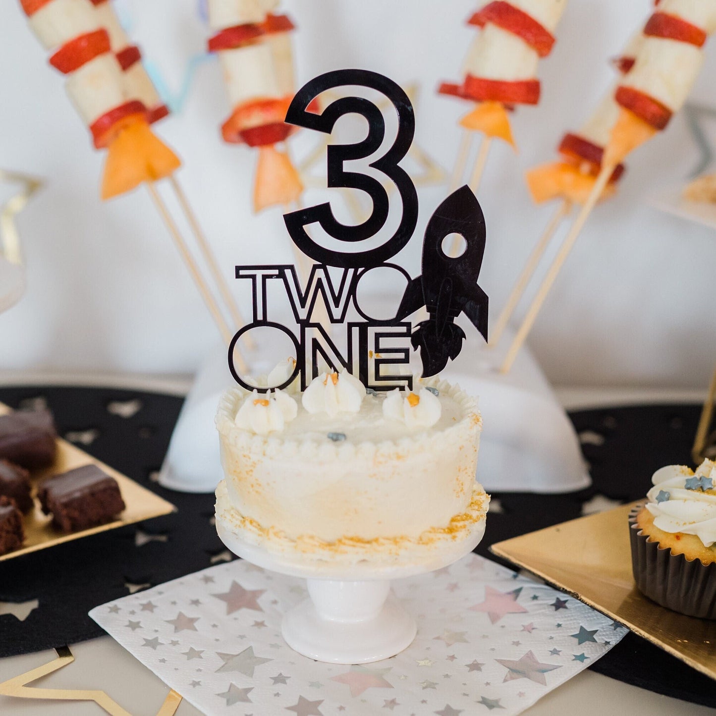 Third Birthday Space Birthday Cake Topper