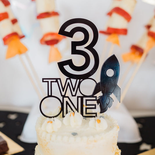 Third Birthday Space Birthday Cake Topper