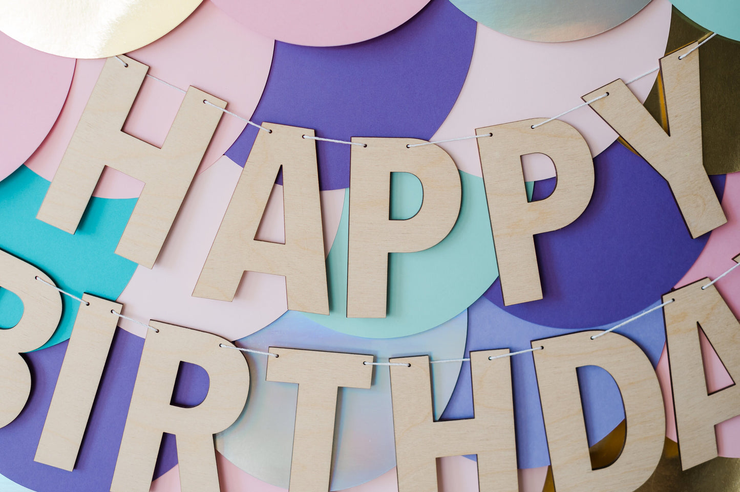 Solid Style Wood Happy Birthday Banner