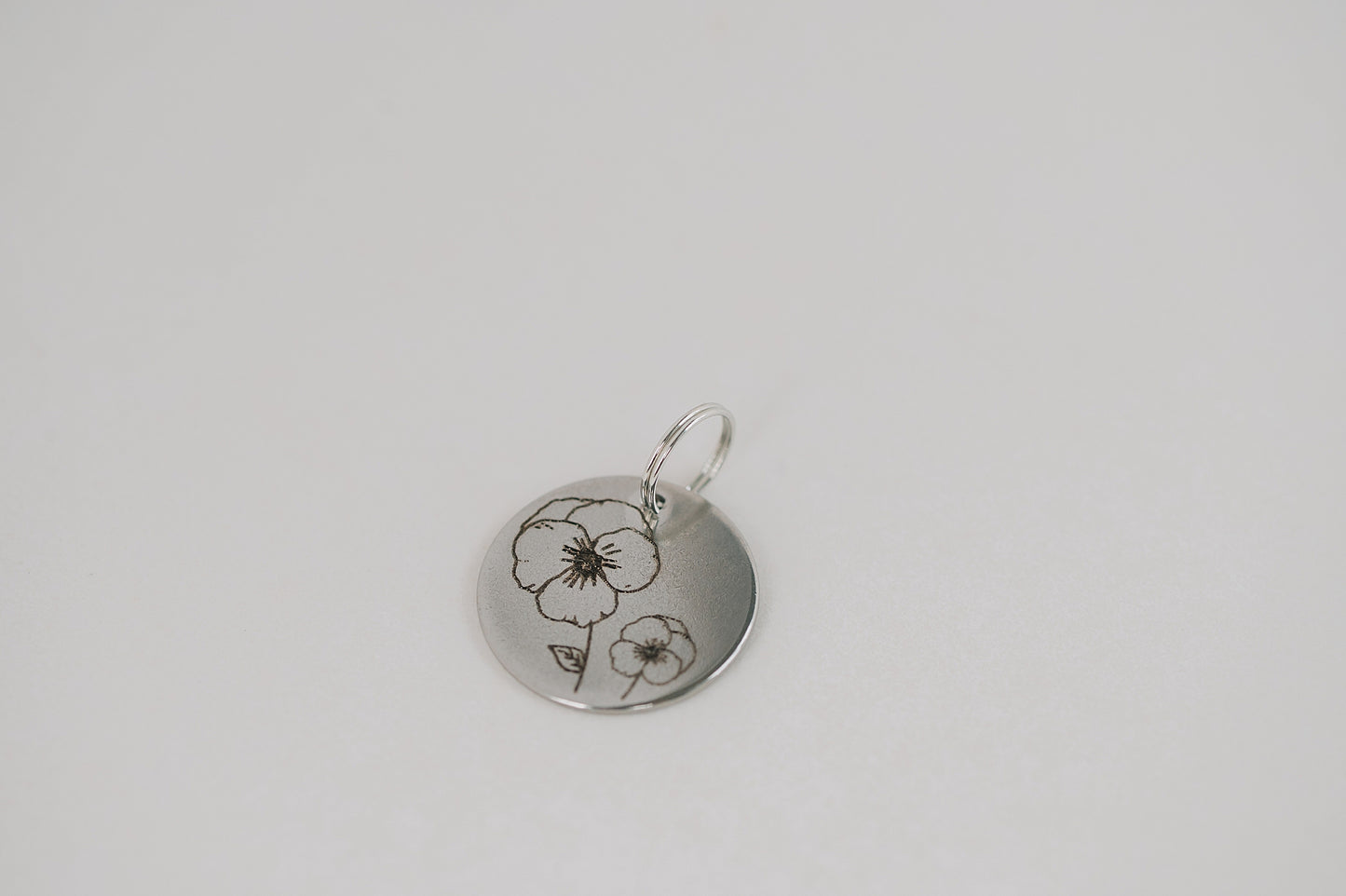 Engraved Birth Month Flower Keychain Charm