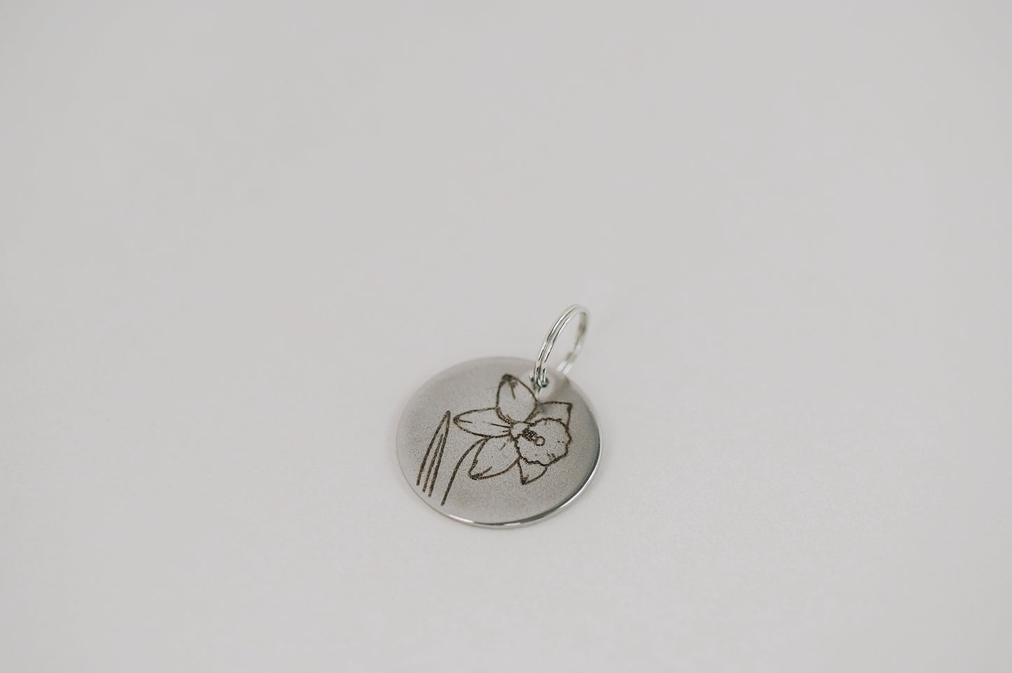 Engraved Birth Month Flower Keychain Charm