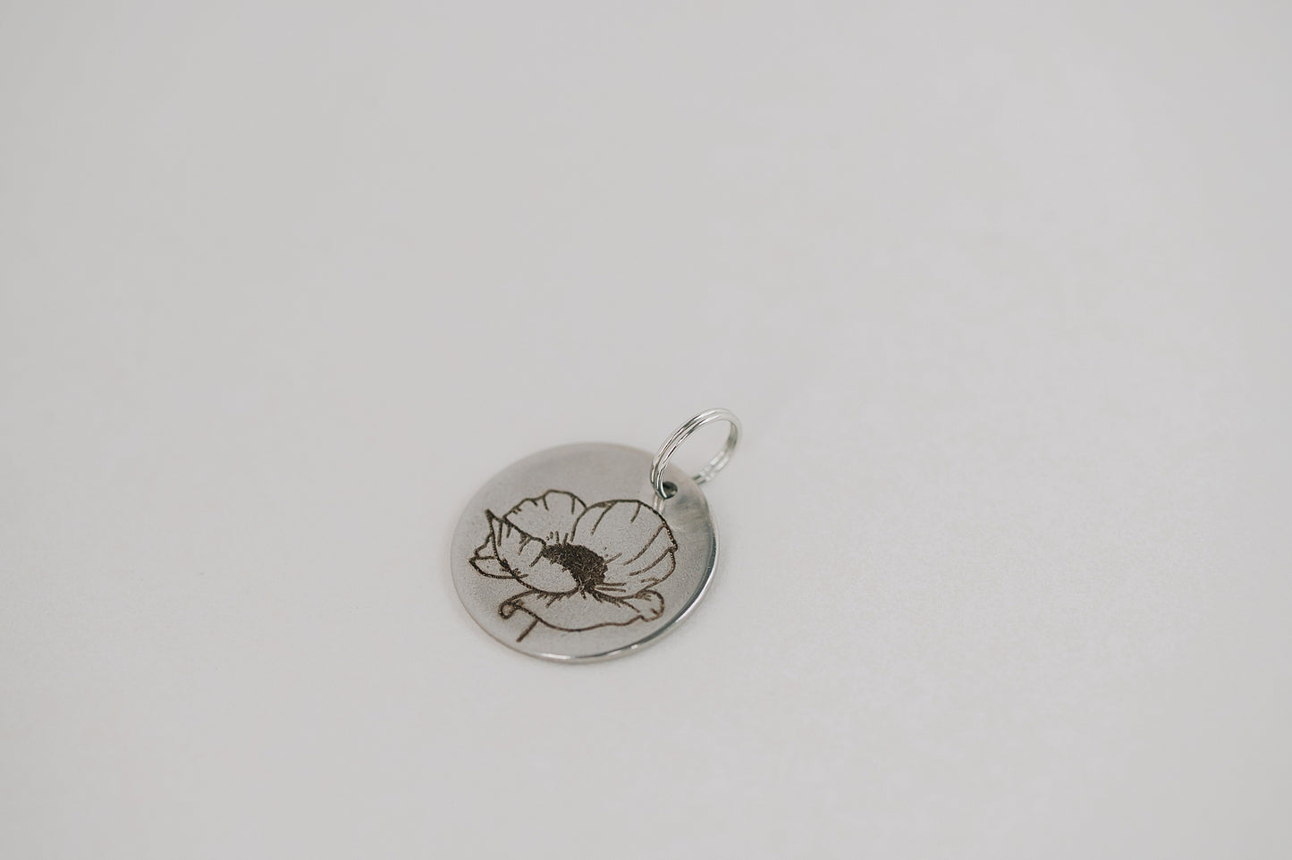 Engraved Birth Month Flower Keychain Charm