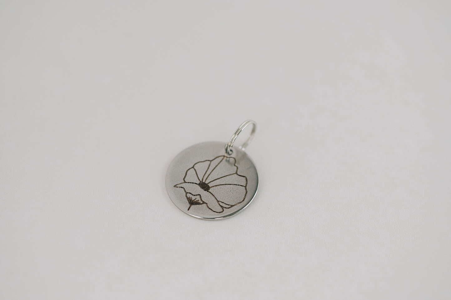 Engraved Birth Month Flower Keychain Charm