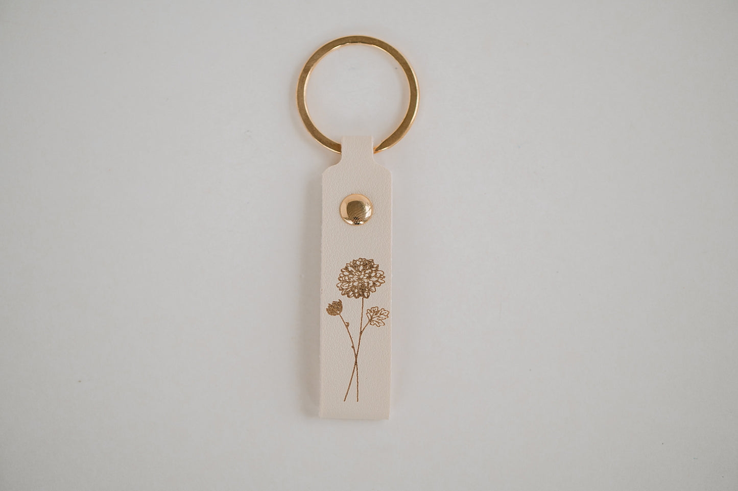 Leather Engraved Birth Month Flower Keychain