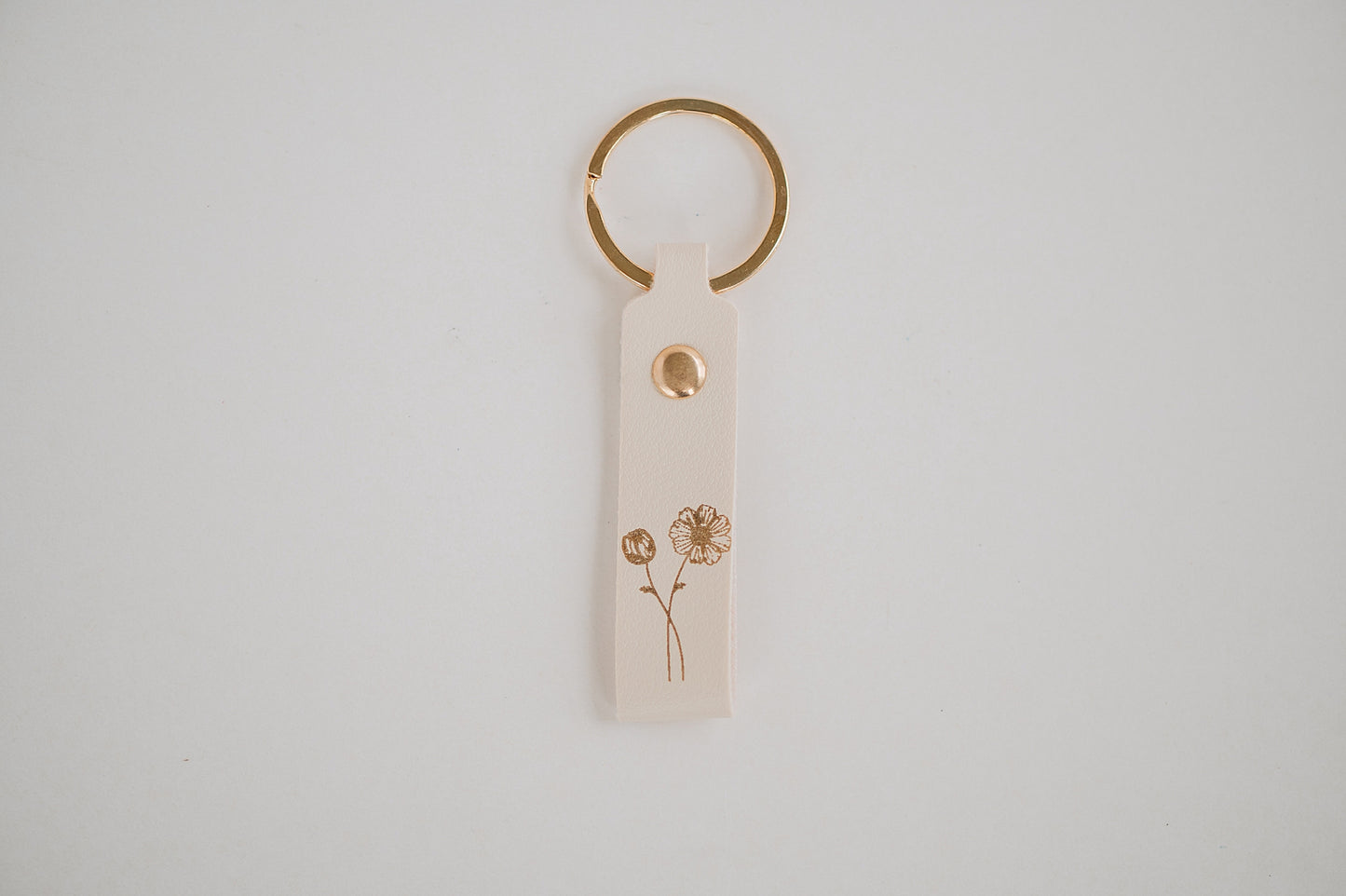 Leather Engraved Birth Month Flower Keychain