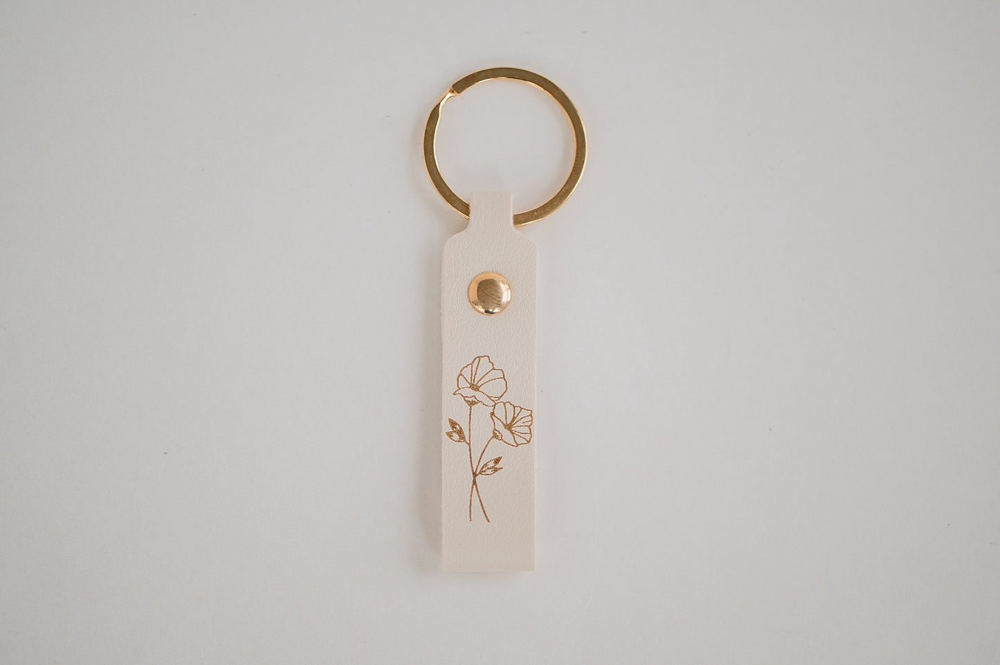 Leather Engraved Birth Month Flower Keychain