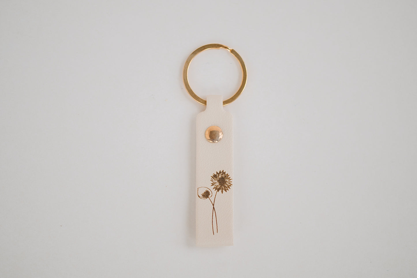 Leather Engraved Birth Month Flower Keychain