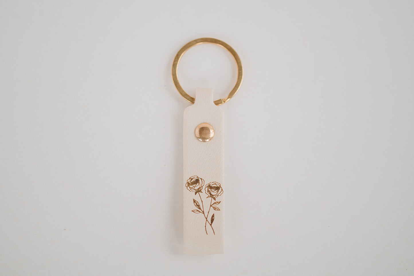 Leather Engraved Birth Month Flower Keychain