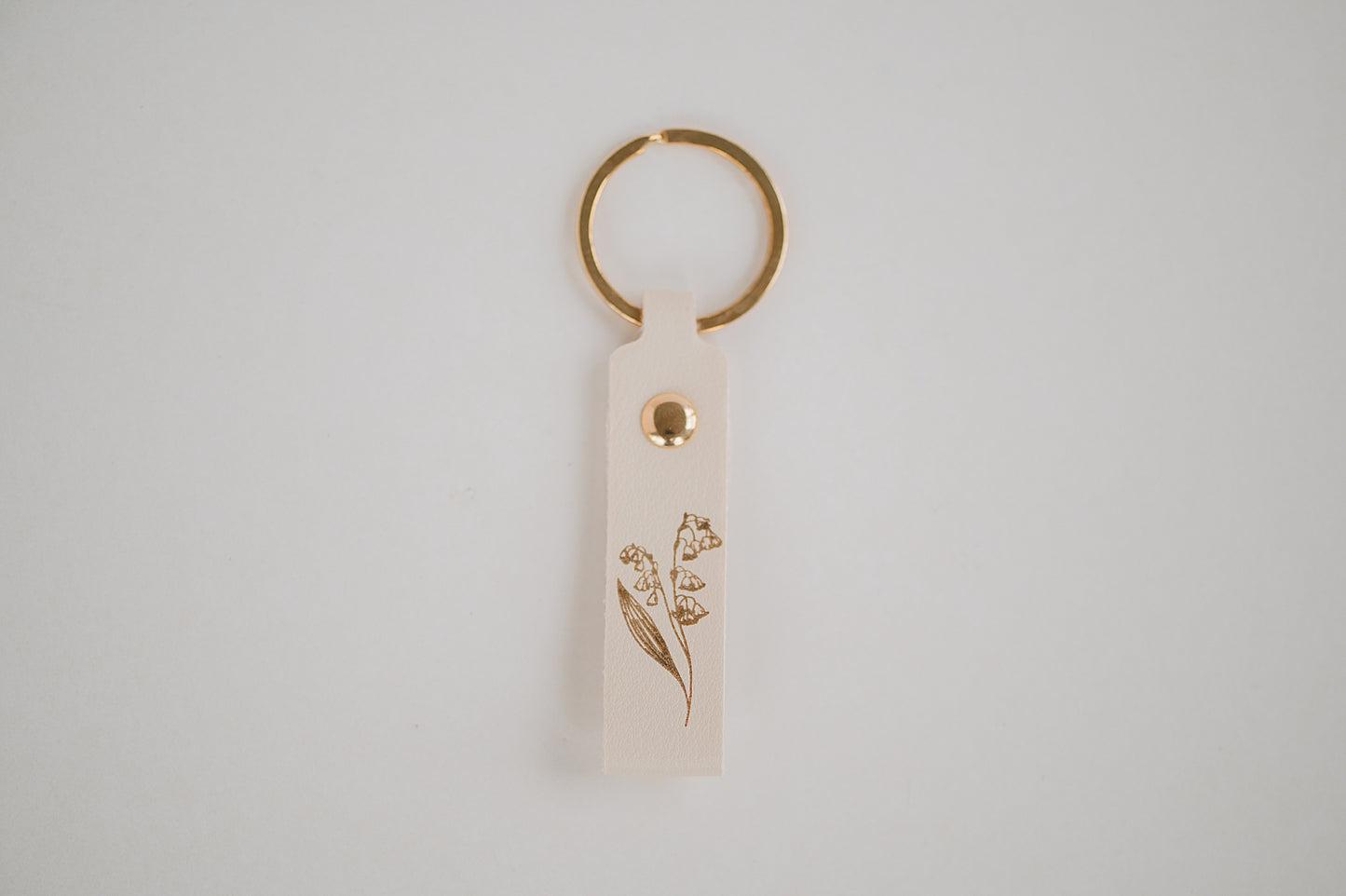 Leather Engraved Birth Month Flower Keychain