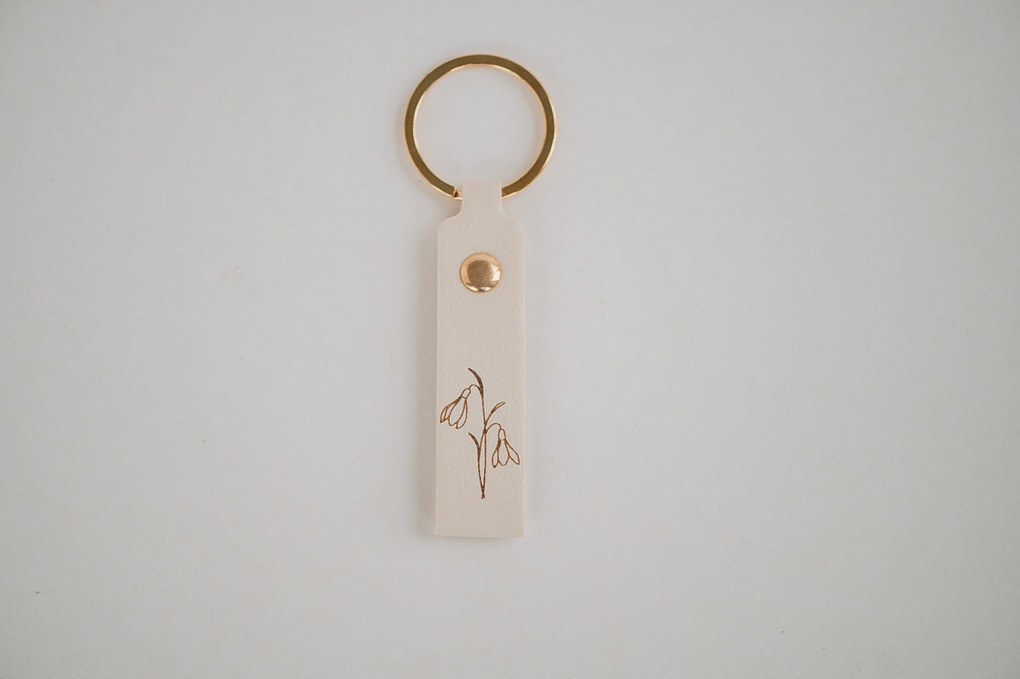 Leather Engraved Birth Month Flower Keychain