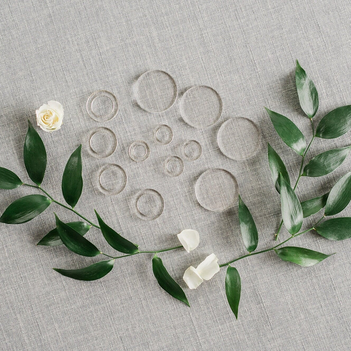 clear acrylic flat lay floral styling risers