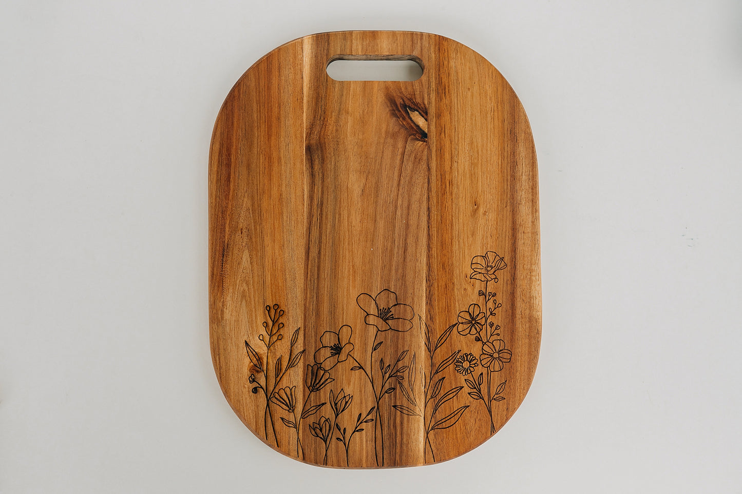 Wildflower Engraved Acacia Cutting Board