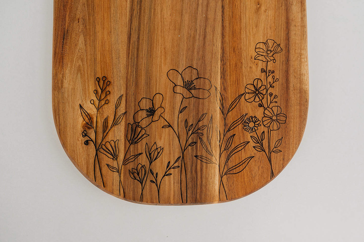 Wildflower Engraved Acacia Cutting Board