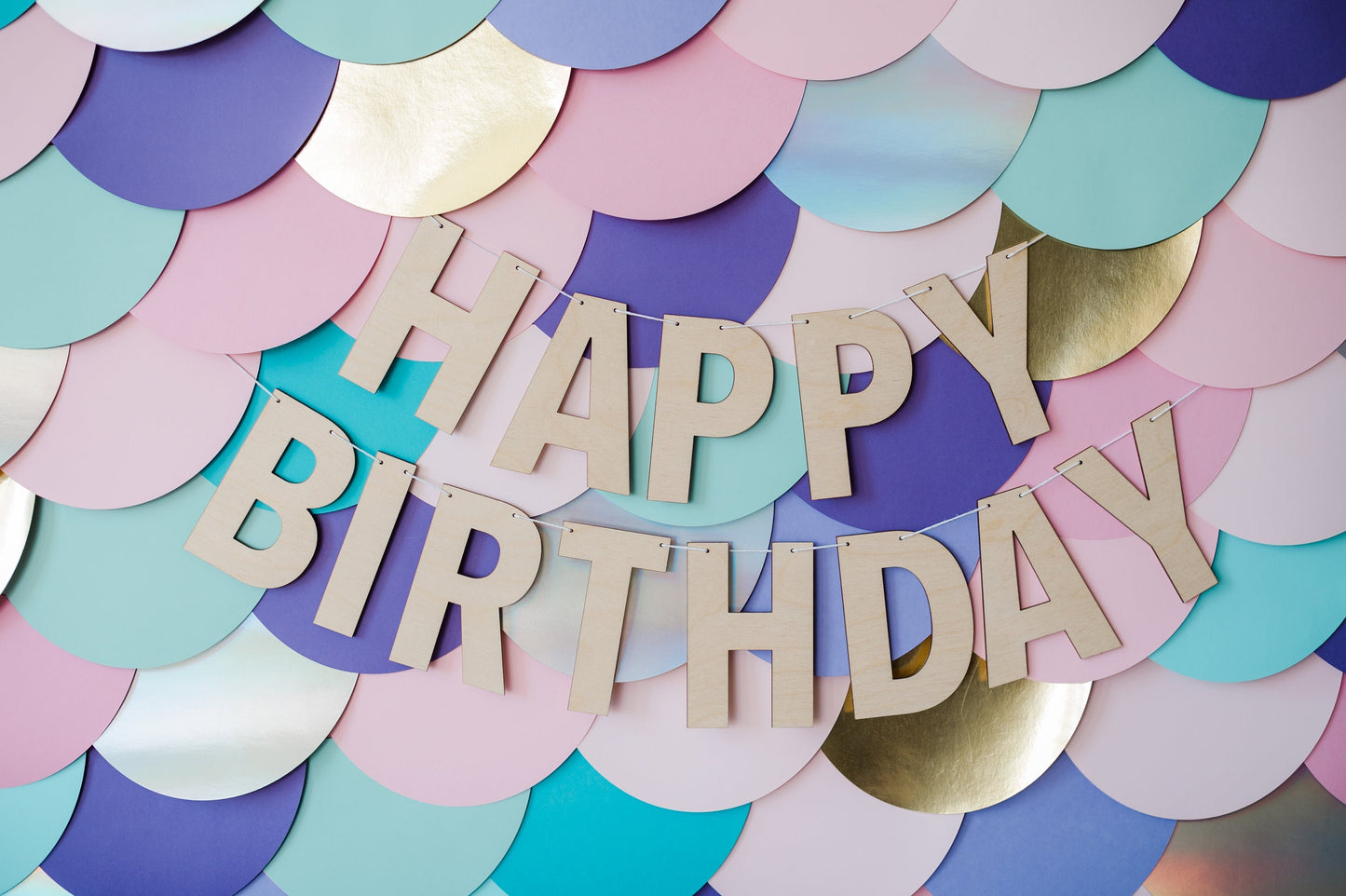Solid Style Wood Happy Birthday Banner