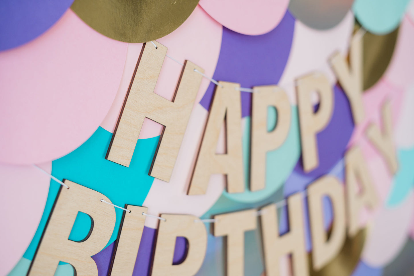 Solid Style Wood Happy Birthday Banner