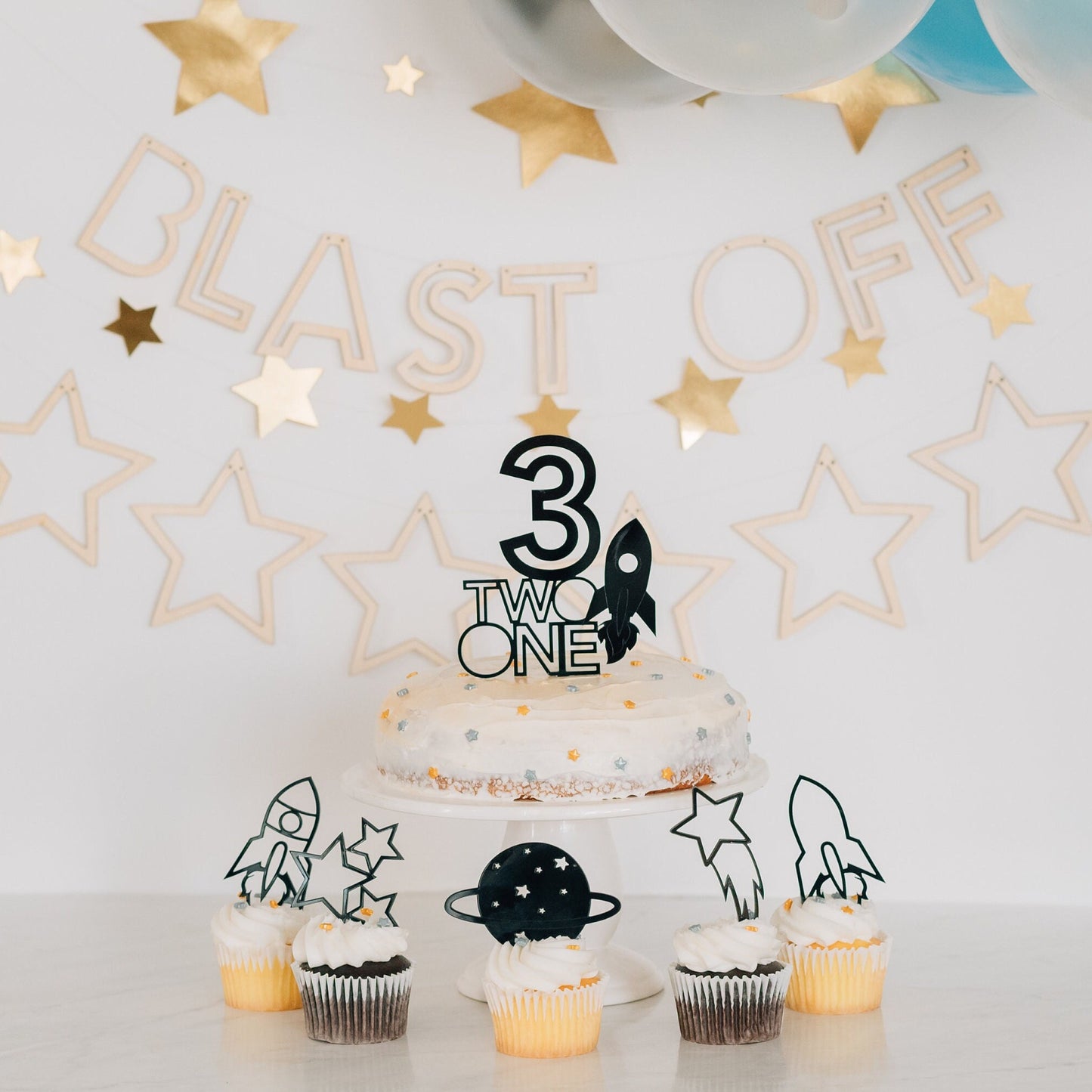 Third Birthday Space Birthday Cake Topper