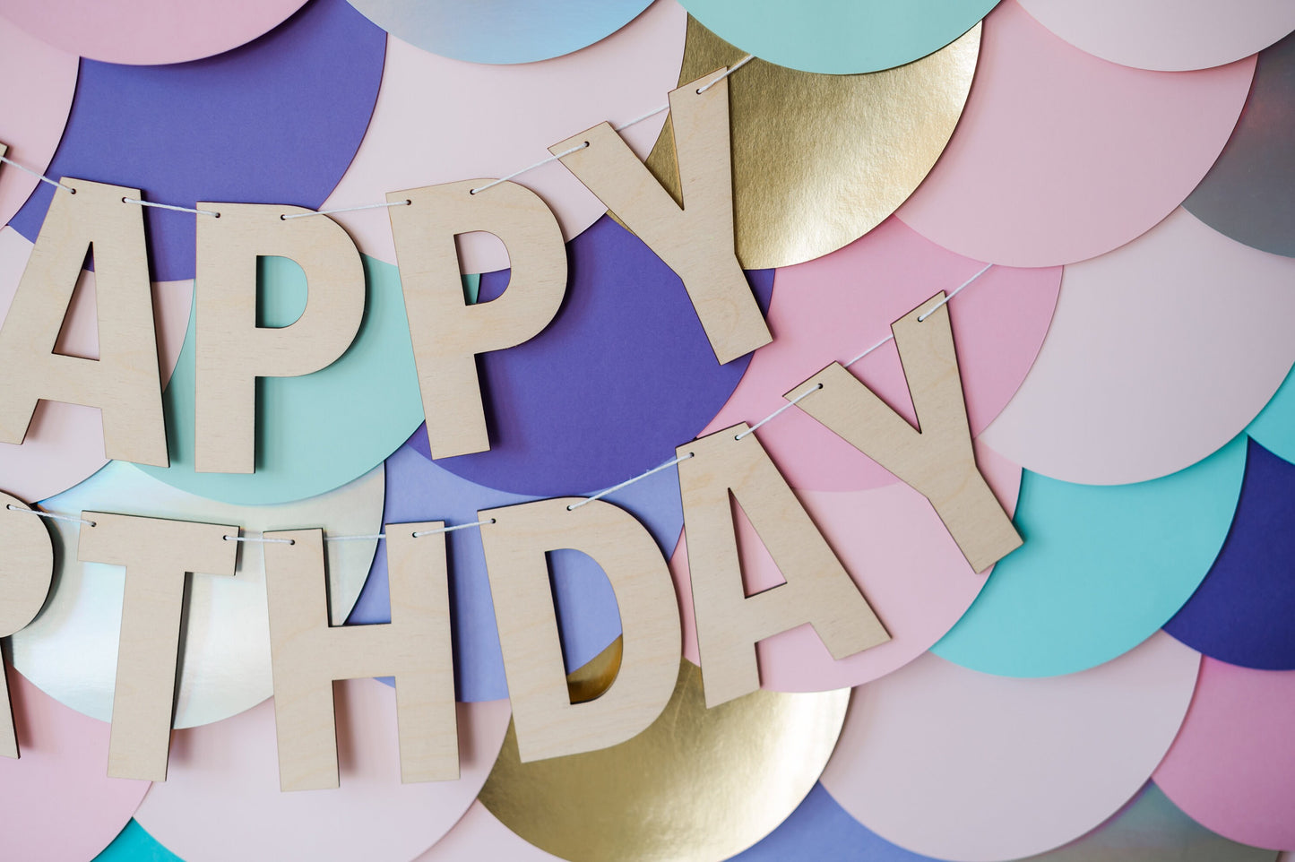 Solid Style Wood Happy Birthday Banner