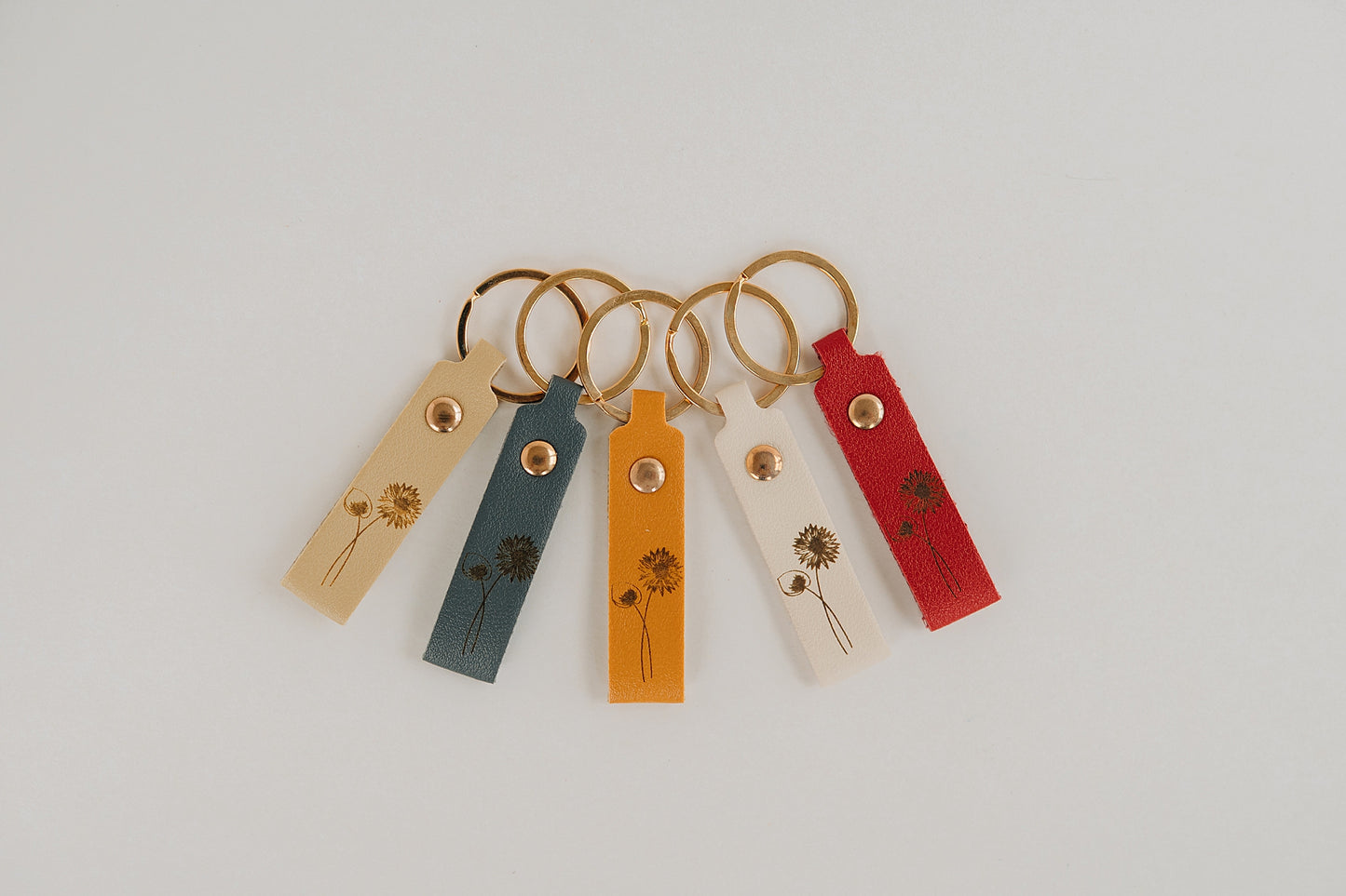 Leather Engraved Birth Month Flower Keychain