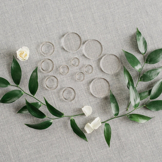 clear acrylic flat lay floral styling risers