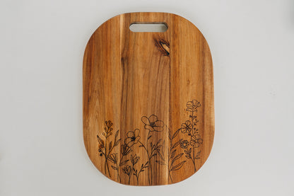 Wildflower Engraved Acacia Cutting Board