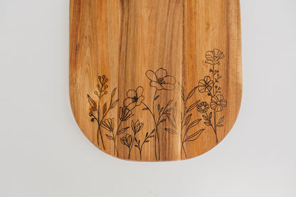 Wildflower Engraved Acacia Cutting Board