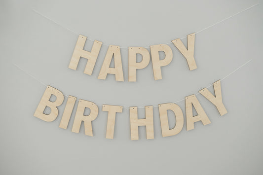 Solid Style Wood Happy Birthday Banner